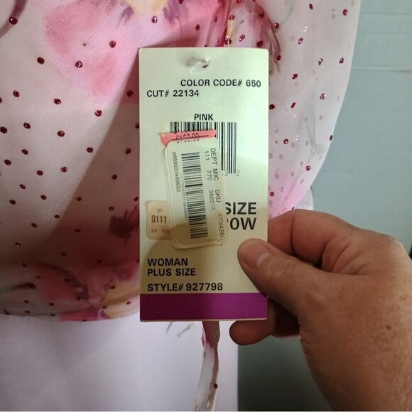 Onyx Nite By Wendye Chaitin Elegant Pink Floral Women's Gown Size 20W NEW - Picture 5 of 12